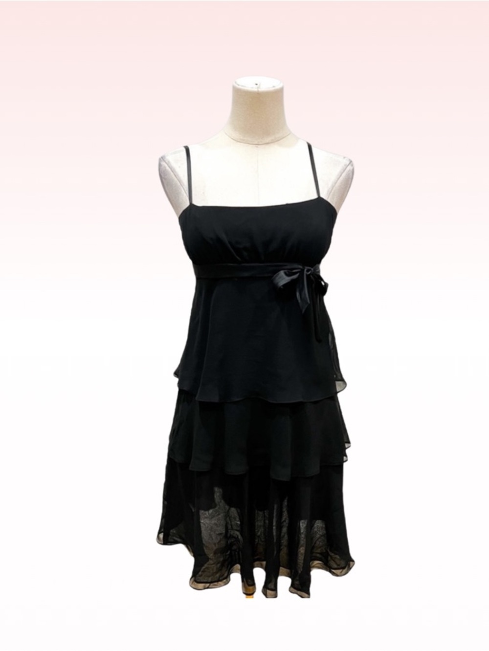 Y2k NINE WEST Black Ruffle Tiered Dress (Sz 2)